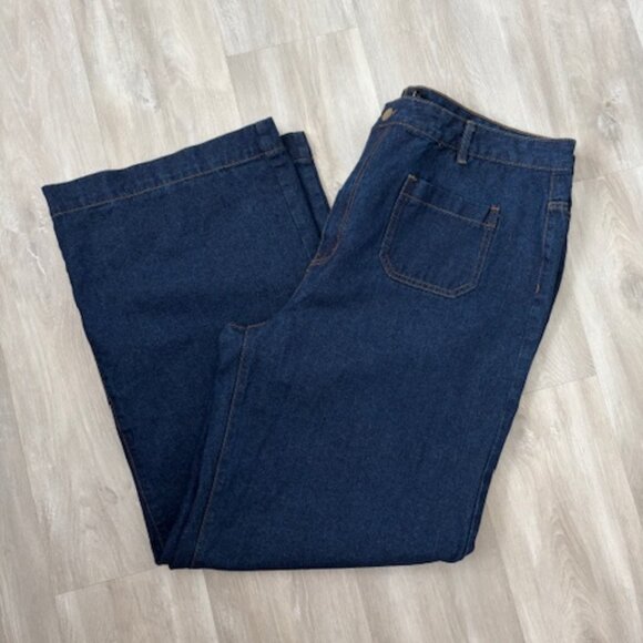 LTS Long Tall Sally Indigo Blue Pocket Detail Wide Leg Jeans - size US20 - Picture 3 of 8